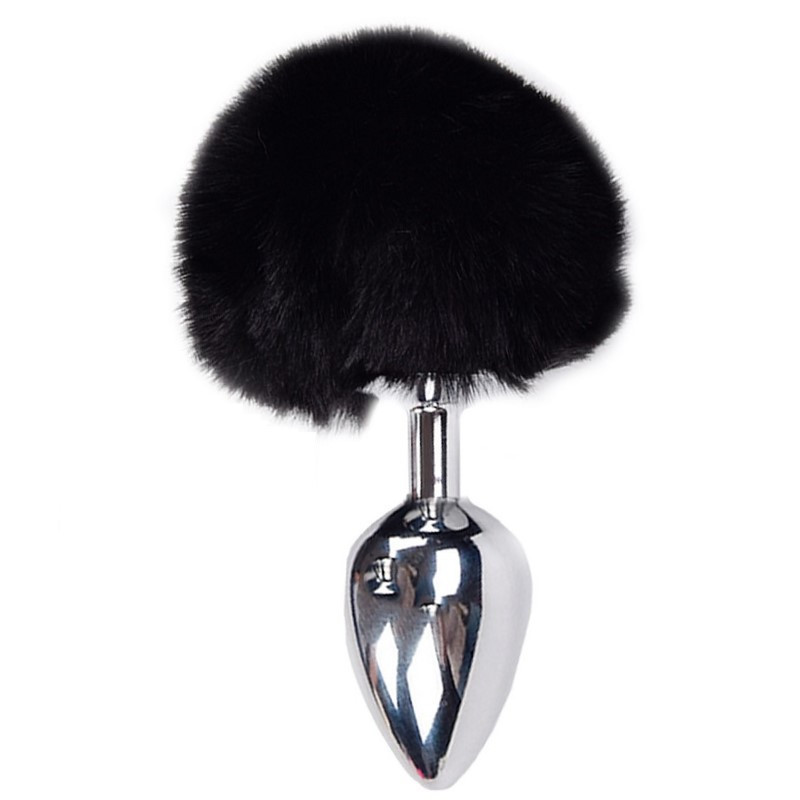 Cola Pompón Metal Negro L Fluffy