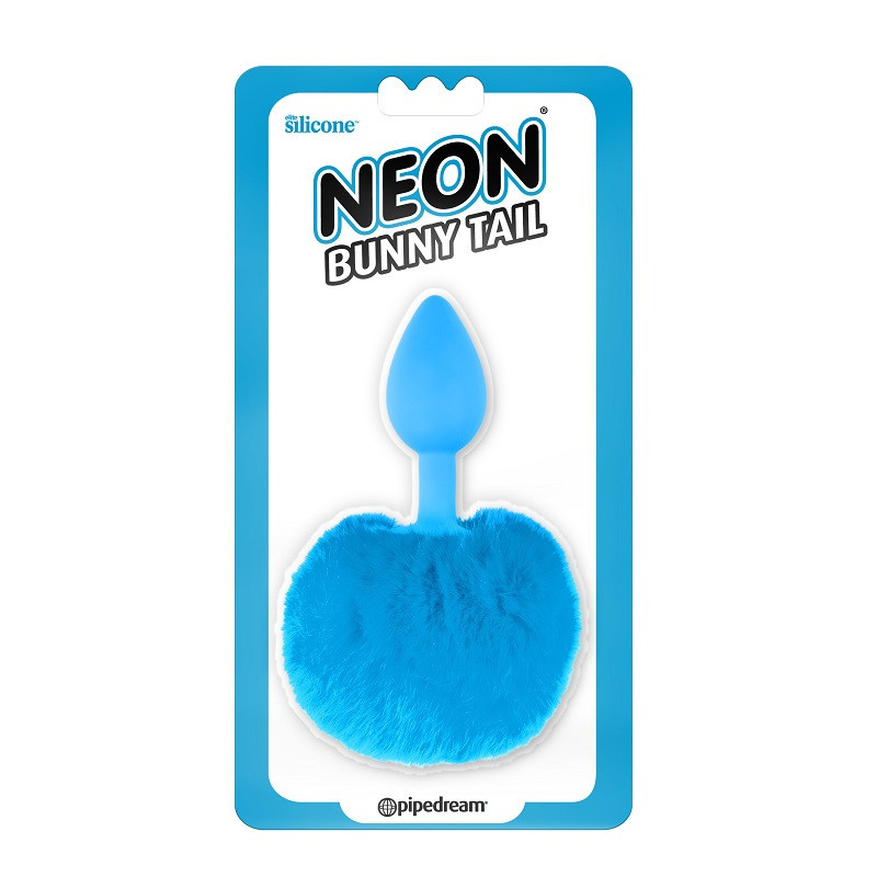 Cola Pompón Silicona Azul Neón S