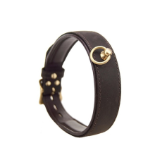 Collar Cuero Marrón Nobuck Aro Pequeño Bound