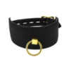 Collar Cuero Negro Nobuck Aro Dorado Bound