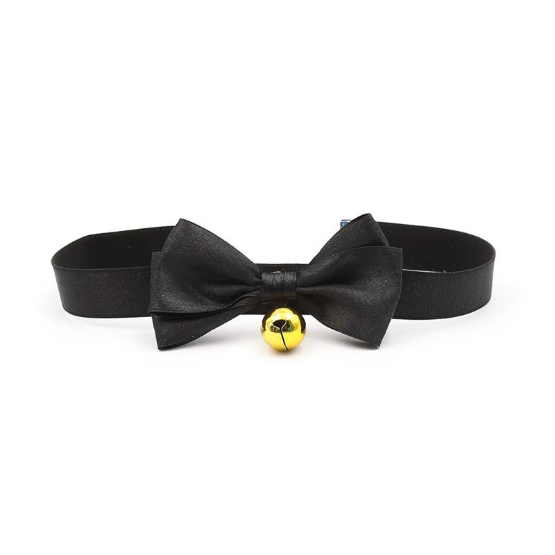 Collar Lazo Negro Cascabel Dorado BDSM Line