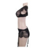 Conjunto 2 Piezas Queen Lingerie Negro R80312P Con Liguero