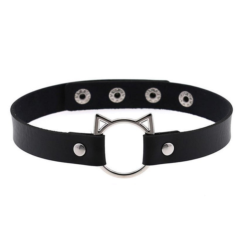 Gargantilla Choker Con Aro Gato Plateado
