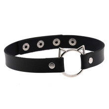 Gargantilla Choker Con Aro Gato Plateado
