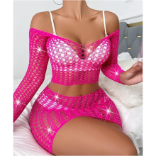 Conjunto elástico 2 Piezas Red Brillos Rosa 7783