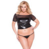 Conjunto Kitten Top y Tanga Wet Look Of Shoulder