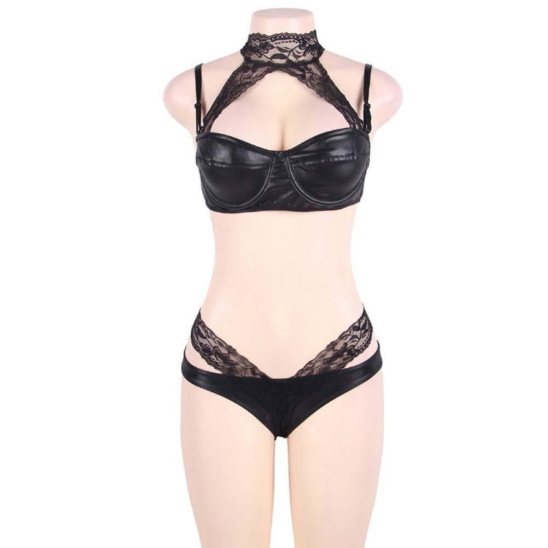 Conjunto Wetlook Body Leatherbra