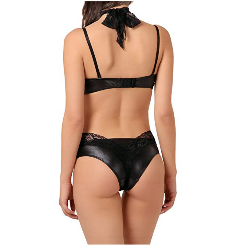 Conjunto Wetlook Body Leatherbra