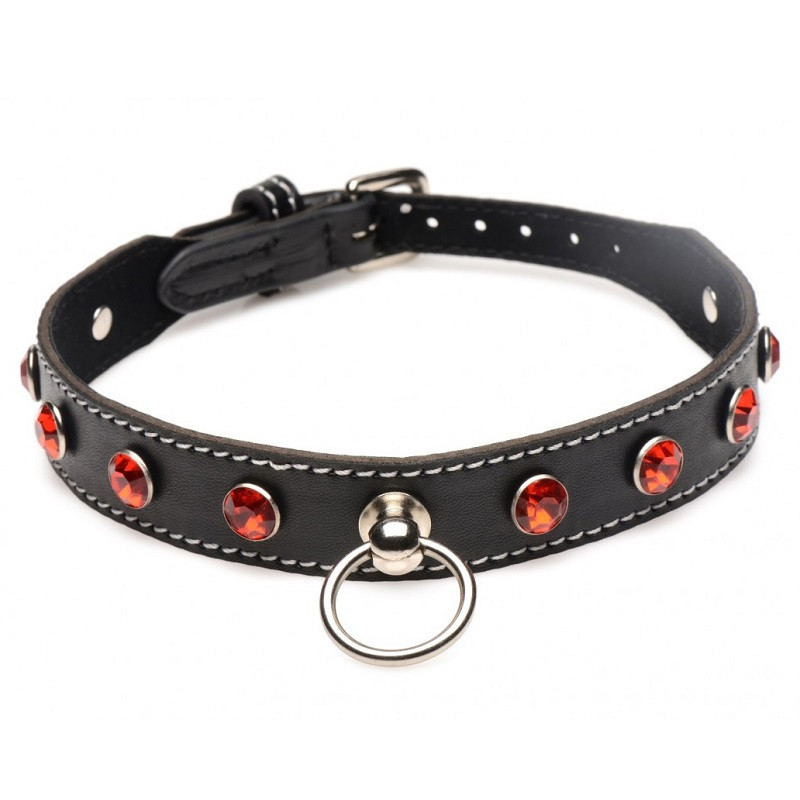 Gargantilla Choker Strict Piedras Rojas Y Anilla
