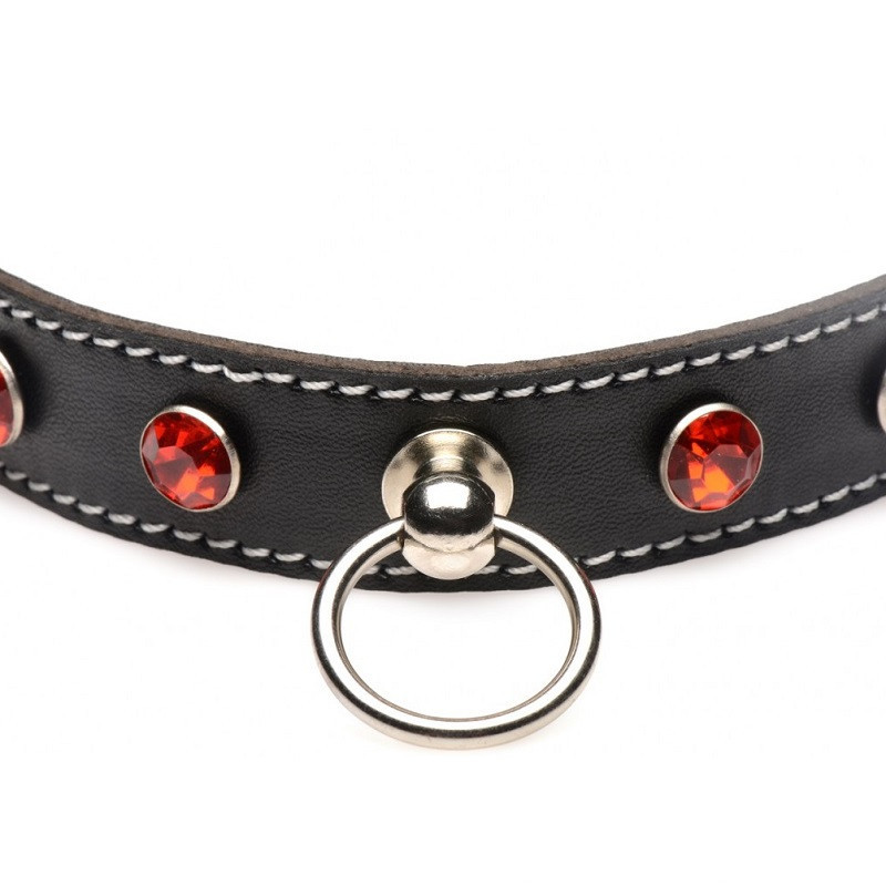 Gargantilla Choker Strict Piedras Rojas Y Anilla