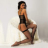 Corset Con Liguero, Tanga y Medias 7031