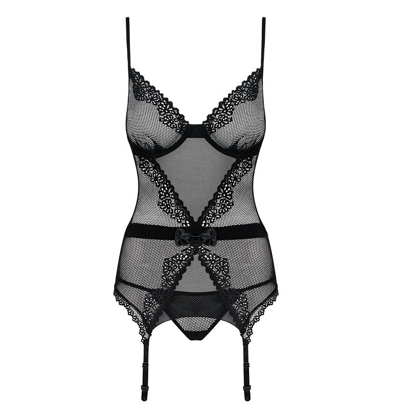 Corset y Tanga De Obsessive Negro Lustella