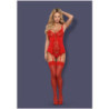 Corset Y Tanga De Obsessive Rojo Heartina