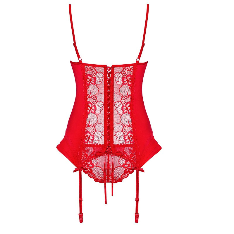 Corset Y Tanga De Obsessive Rojo Heartina