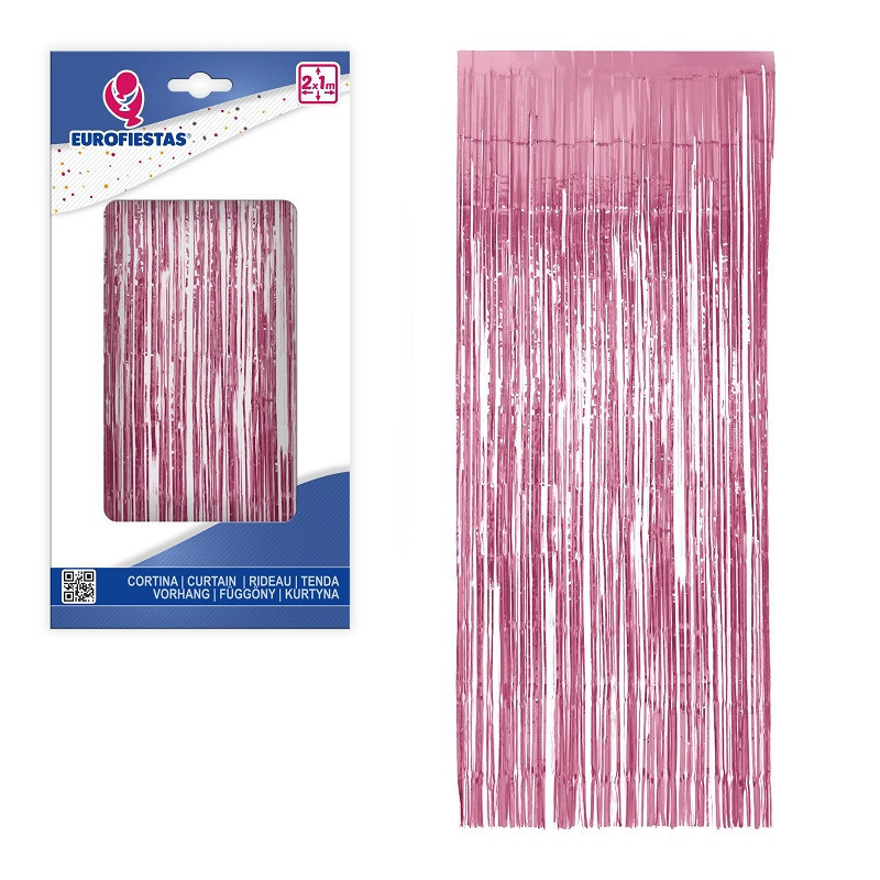 Cortina Decorativa Flecos Rosa 2 x 1 m