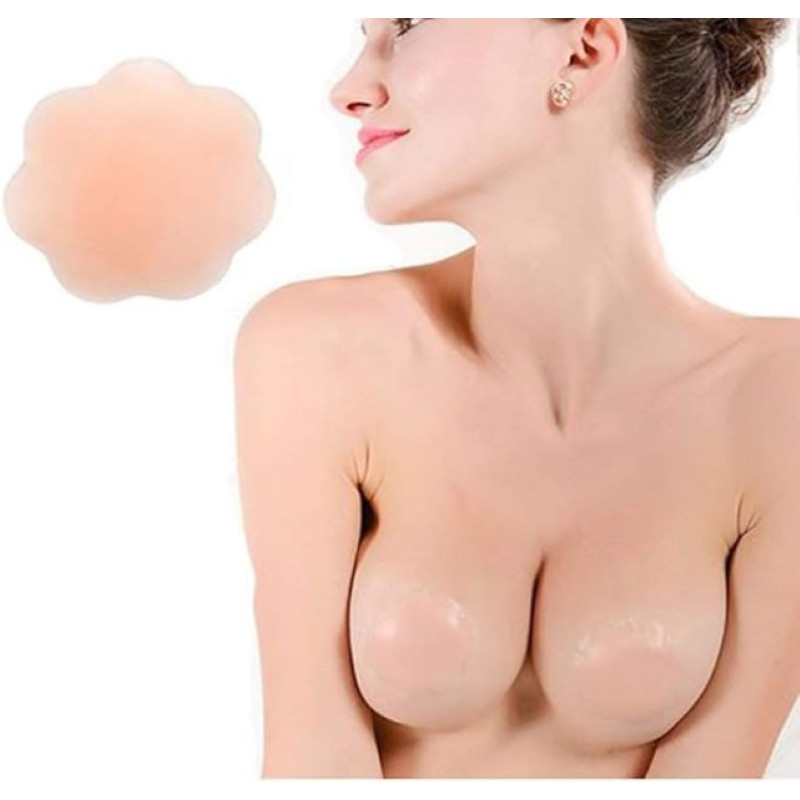 Cubre Pezones Flor Beis