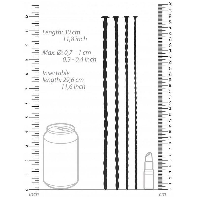 Dilatador Uretral Ouch Set 4 Sondas Uretra Beginner Silicone Spiral