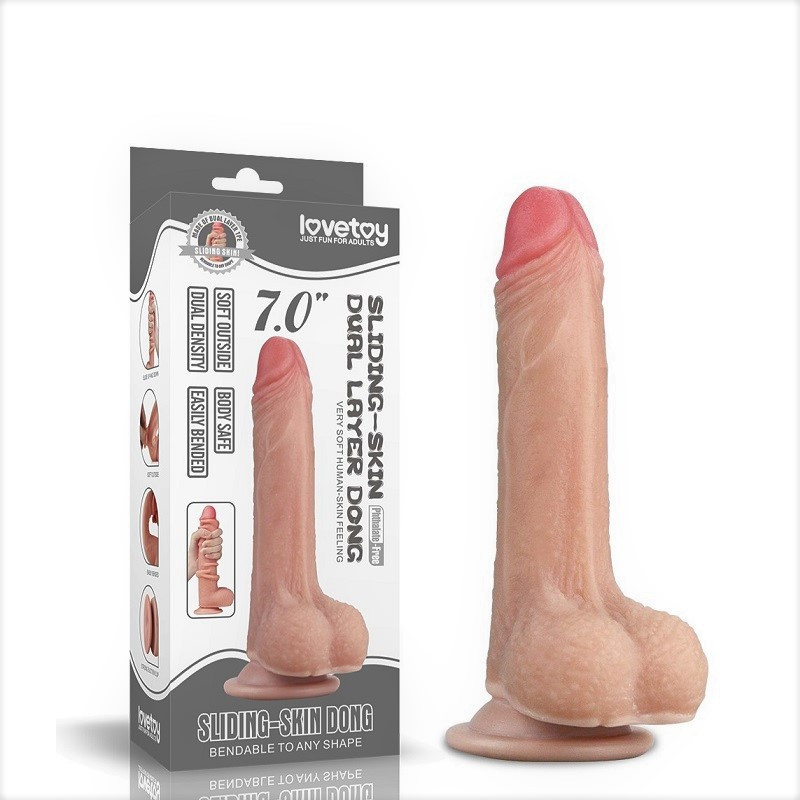 Dildo Sliding Skin Dual Density Lovetoy 7"