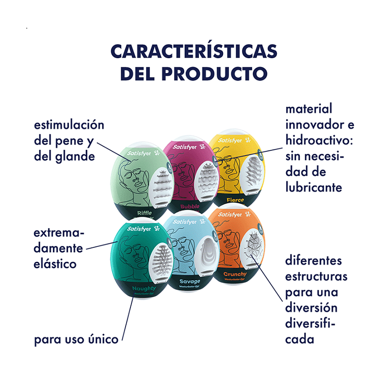 Huevos Masturbadores Satisfyer Egg 6 unidades Huevos Masturbadores Satisfyer Egg 6 unidades