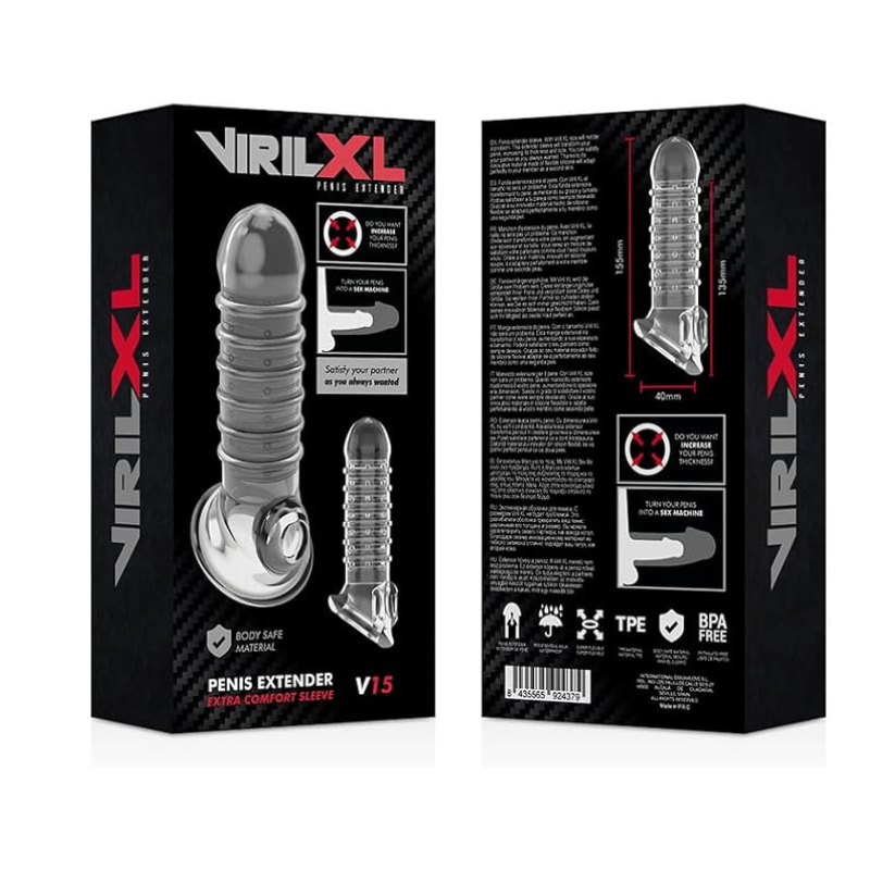 Funda Texturada Pene Viril XL V15 Transparente