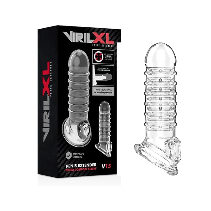 Funda Texturada Pene Viril XL V15 Transparente