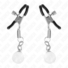 Pinzas Pezones Ajustables Plateadas Con Colgante de Vidrio