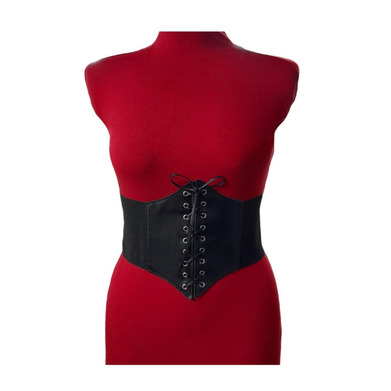 Cinturón Corset Elástico Cordón Fino Negro