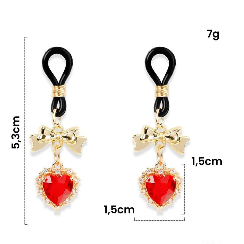 Pinzas Pezones Joya Corazón Rojo