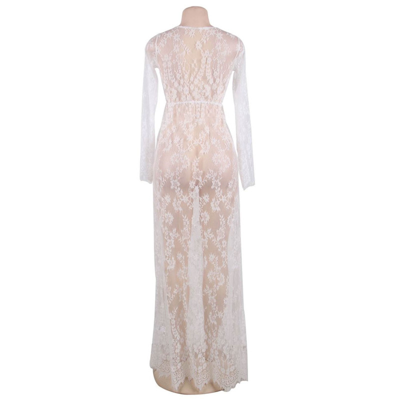 Vestido Subblime Blanco R80497-2  Largo Manga Larga Encaje