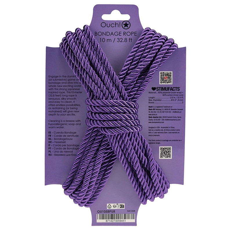 Atadura Cuerda Bondage Ouch 10 M Morado