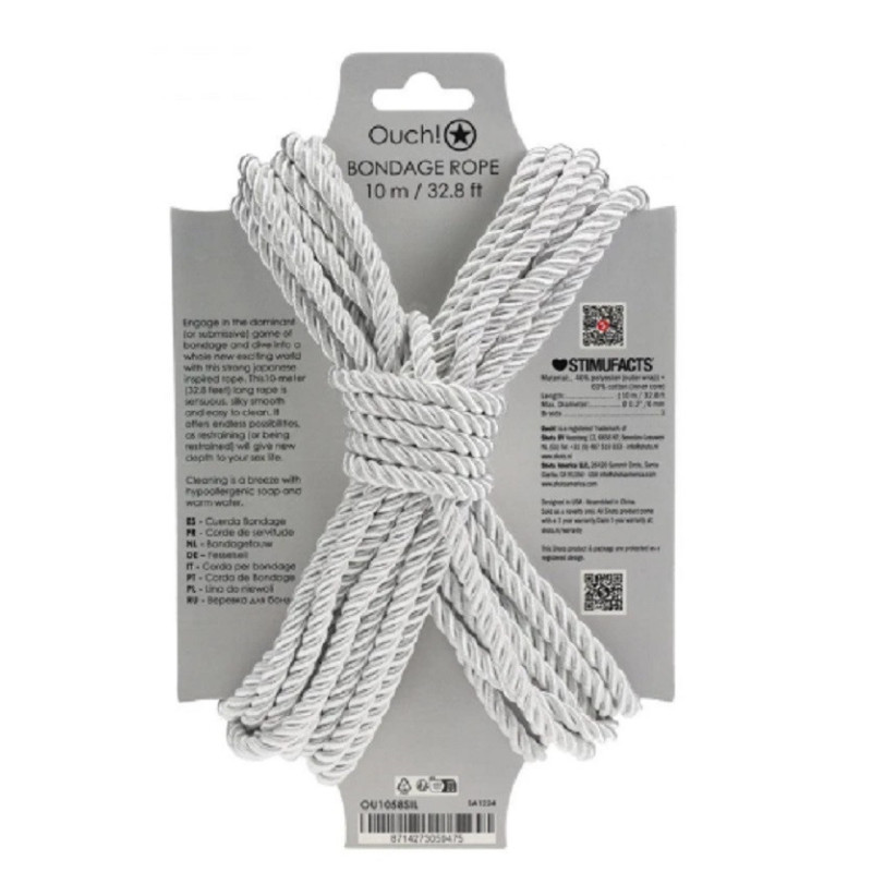 Atadura Cuerda Bondage Ouch 10 M Plateado