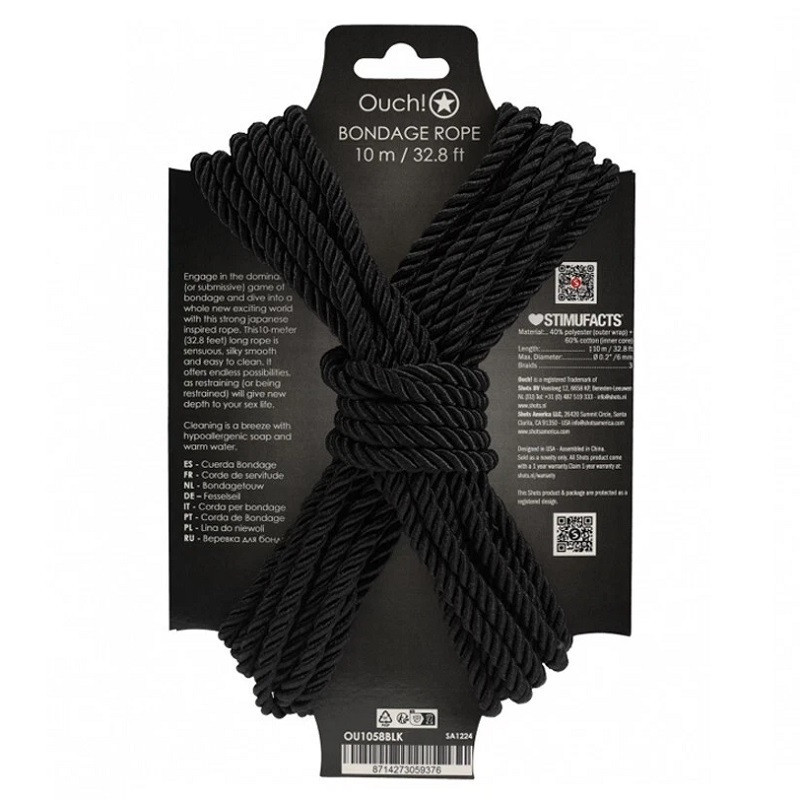 Atadura Cuerda Bondage Ouch 10 M Negro