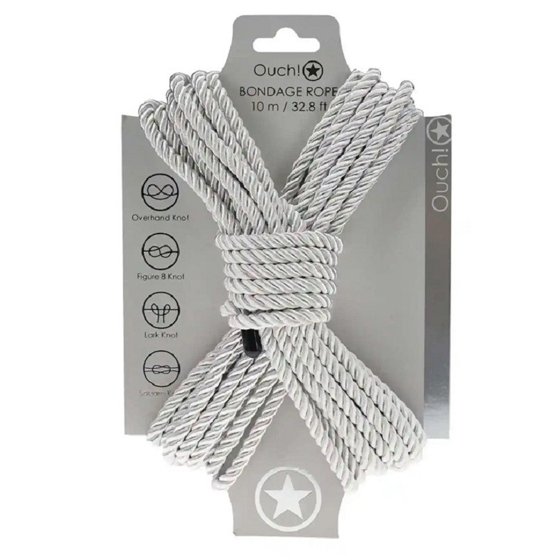 Atadura Cuerda Bondage Ouch 10 M Plateado