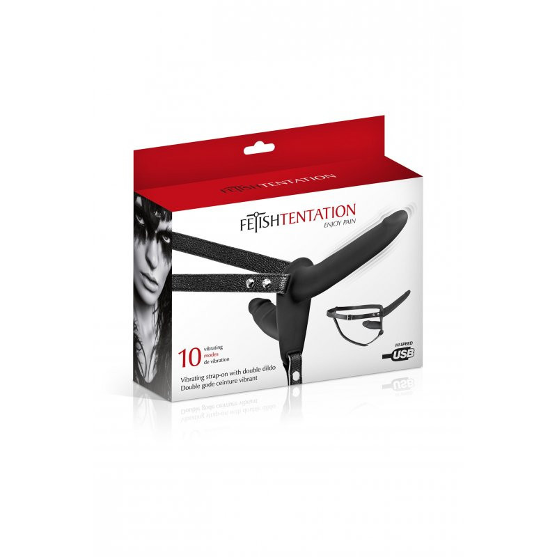 Arnés Femenino Doble Con Vibración Silicona Fetish Tentation Recargable