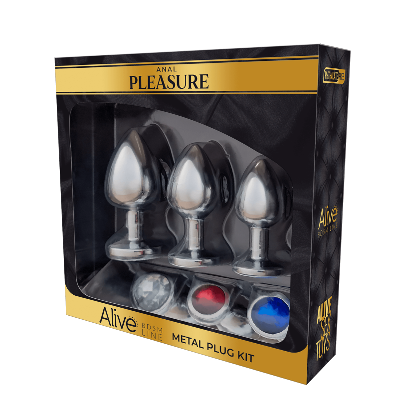Kit 3 Plugs Anales Metal S, M, L Strass Colores
