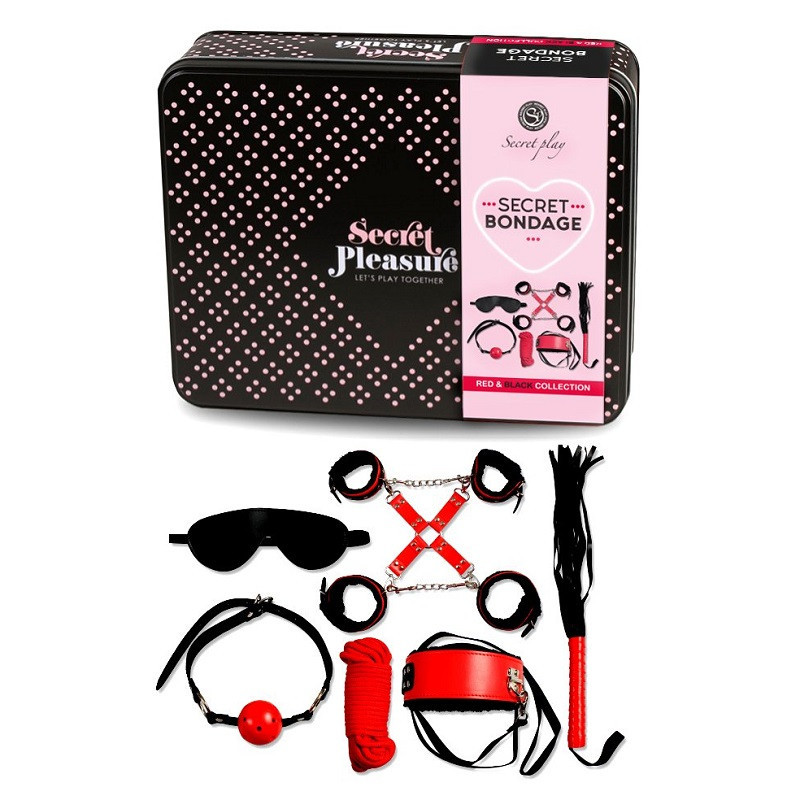 Kit BDSM Secret Play 8 Piezas Rojo Y Negro Love Play & Enjoy