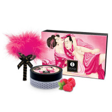 Kit Polvos Besables Masaje + Plumero Frambuesa Shunga