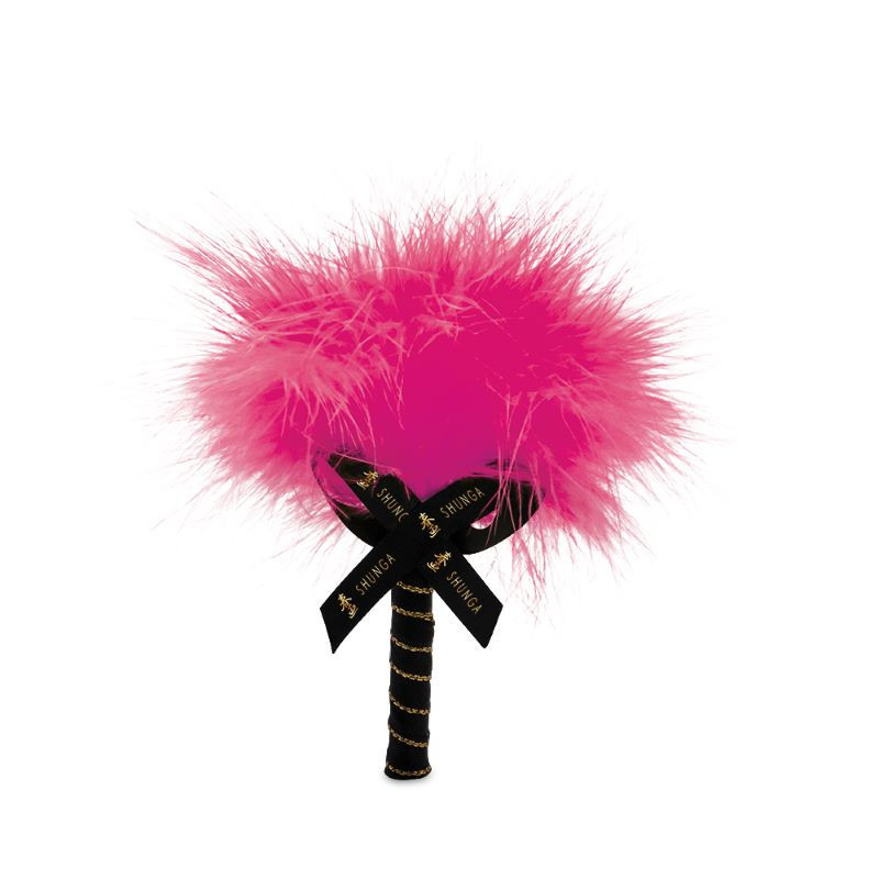 Kit Polvos Besables Masaje + Plumero Frambuesa Shunga