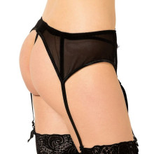 Liguero y Tanga Negro Encaje Queen Lingerie
