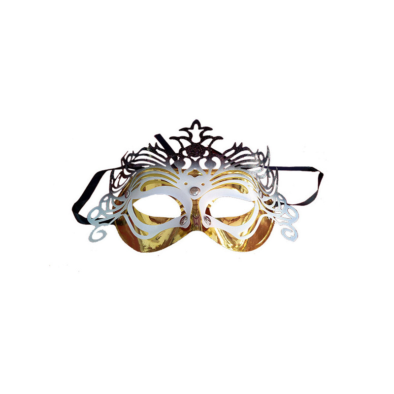 Máscara Fantasía Dorada Y Blanca