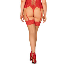 Medias Obsessive Beige Lisas Encaje Rojo Blossmina