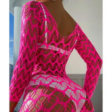 Mini Vestido de Red Elástico Rosa 7609