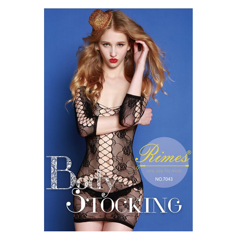 Mini Vestido De Rimes Negro 7043