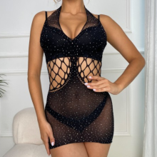 Mini Vestido Red Brillos Negro 60106