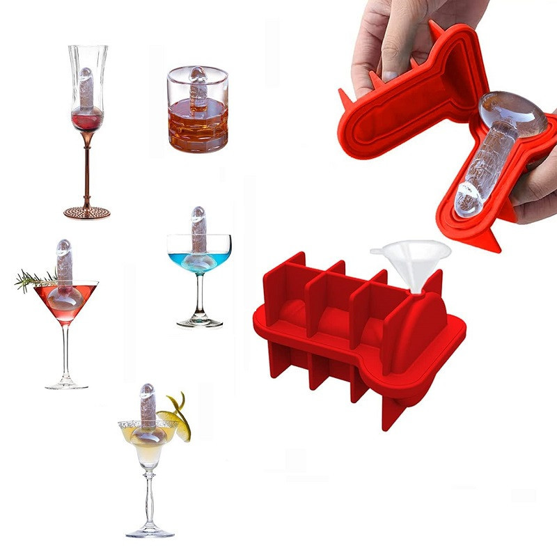 Molde Hielo Silicona Rojo Pene 3D