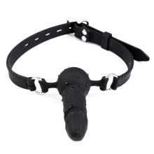 Mordaza Dildo Silicona Negro BDSM Line