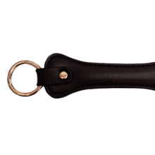 Pala Cuero Doble Negra Aro Dorado